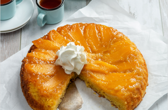 Upside down mango cake