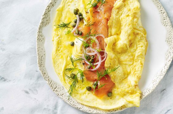 Smoked salmon ,dill & capers omlette