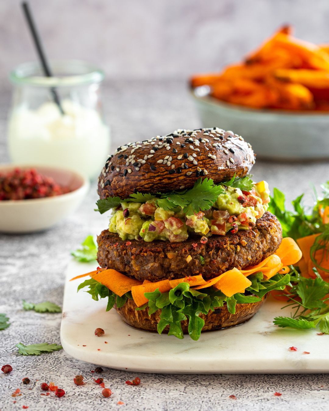 Lentil mushroom burger